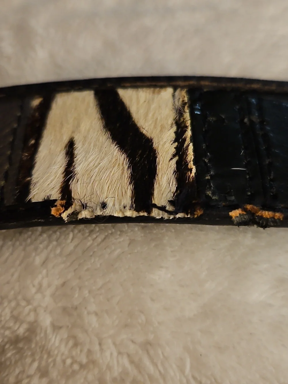 FOSSIL 1980s Zebra Metallic Patchwork Leather Belt